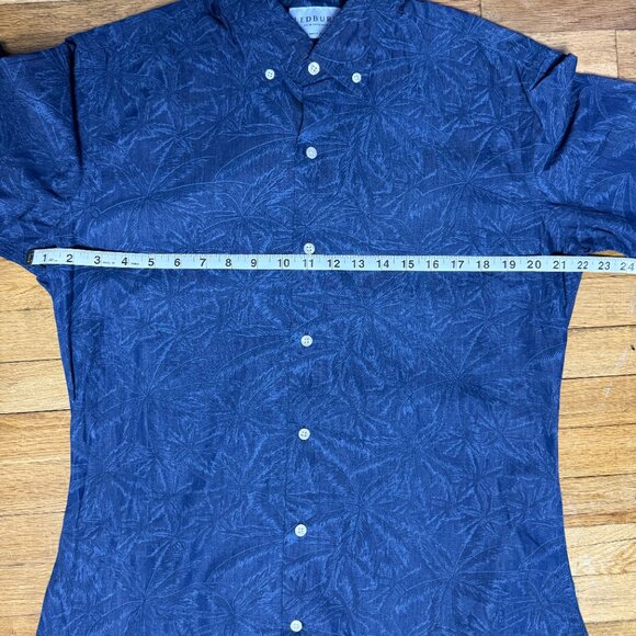Ledbury Mens Blue Palm Tree Pattern Short Sleeve Button Down Size 16 - Picture 6 of 8